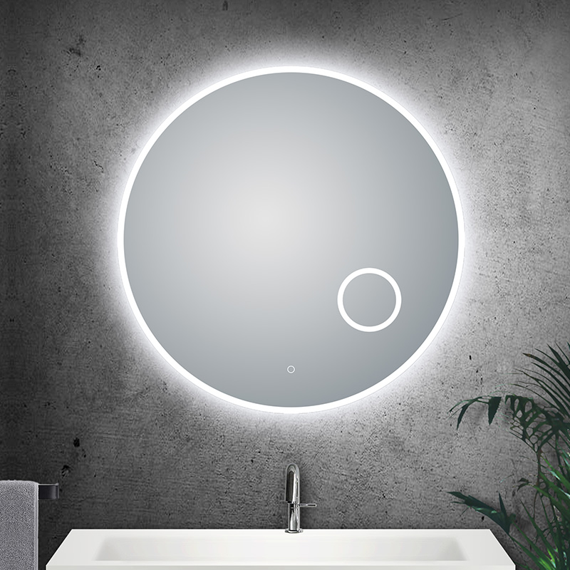 black bathroom wall mirror with led