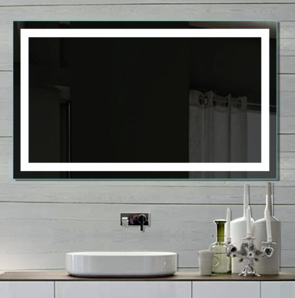 rectangular illuminated bathroom mirror