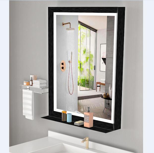 High Quality Led Smart Mirror Bathroom Hotel Full Shower Wall Bathroom LED Lighted Mirror with Shelf