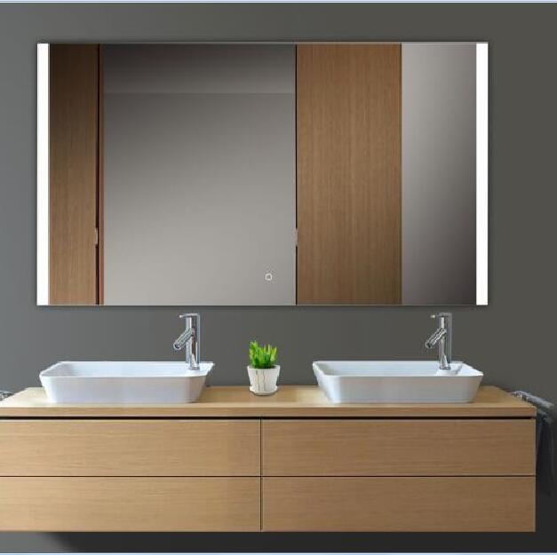 Time display mirror bathroom customized led defogger smart Rectangular mirror