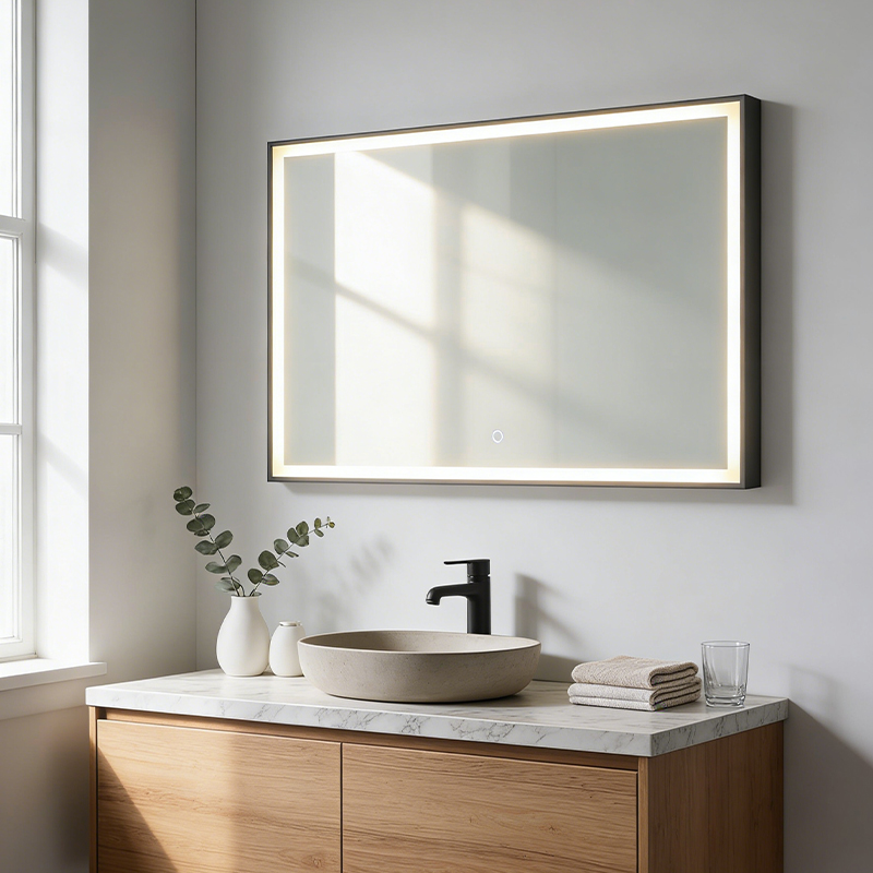 bathroom mirror with aluminium frame