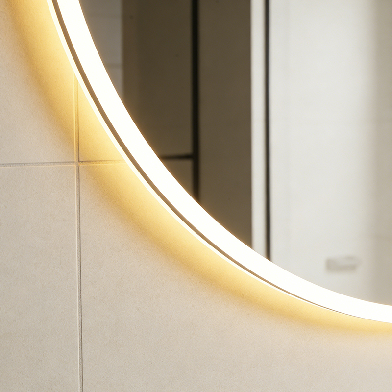 temperature sensing round bathroom mirrors