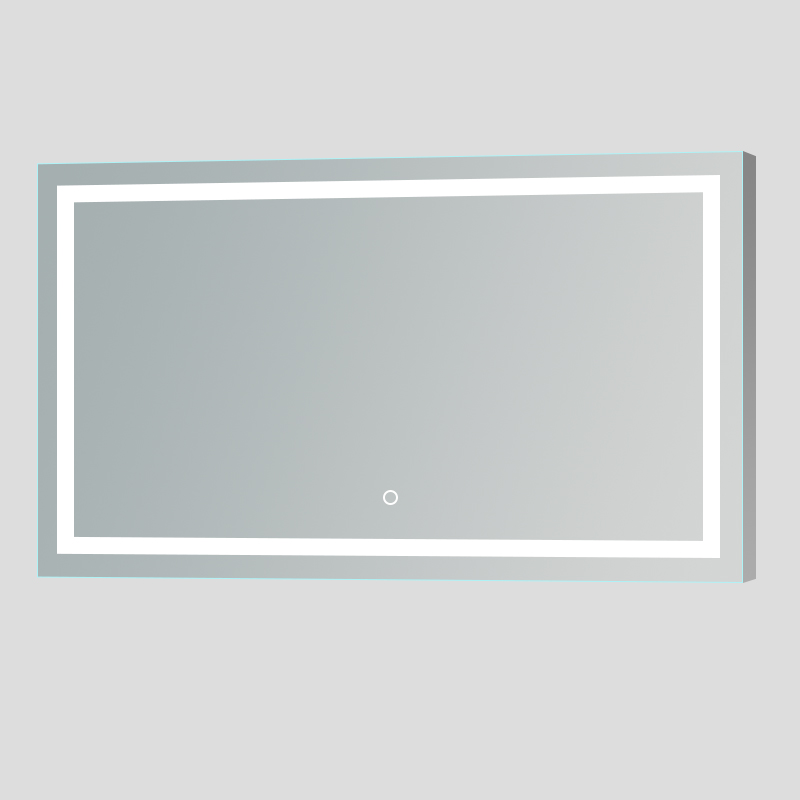 custom rectangular illuminated bathroom mirror