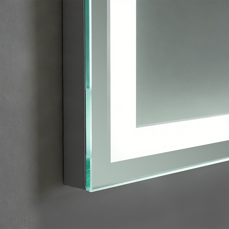 custom rectangular illuminated bathroom mirror