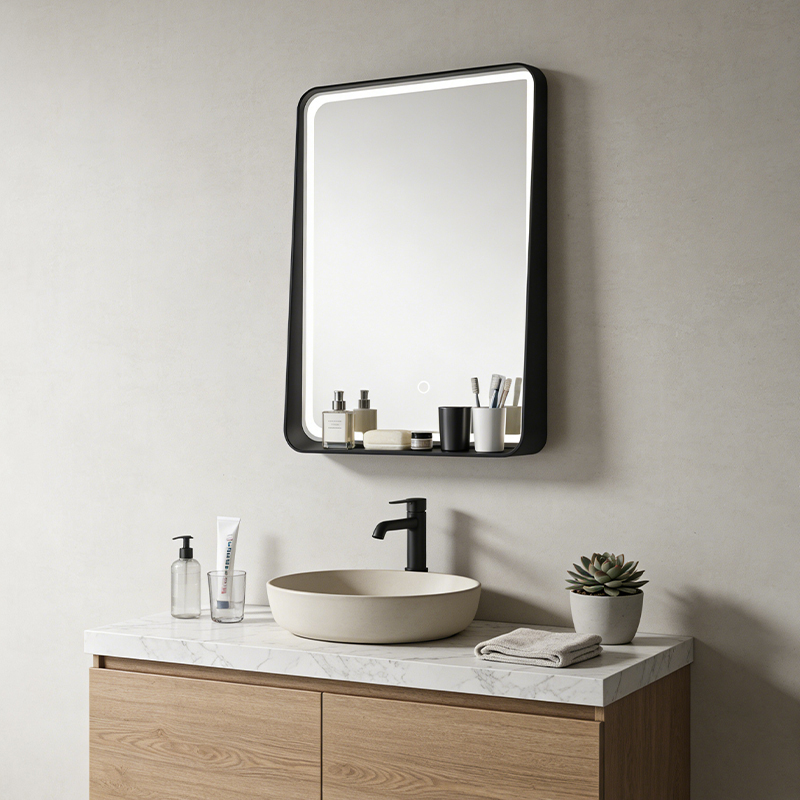  oval bathroom wall mirror with shelf