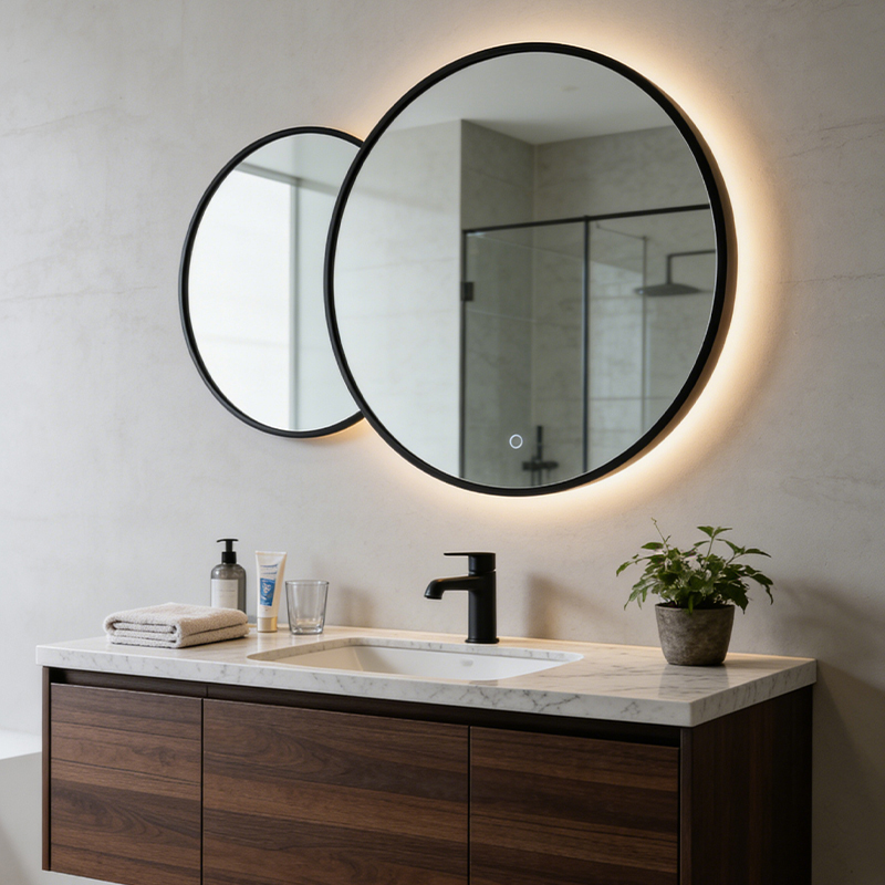 round vanity mirror with magnifying glass