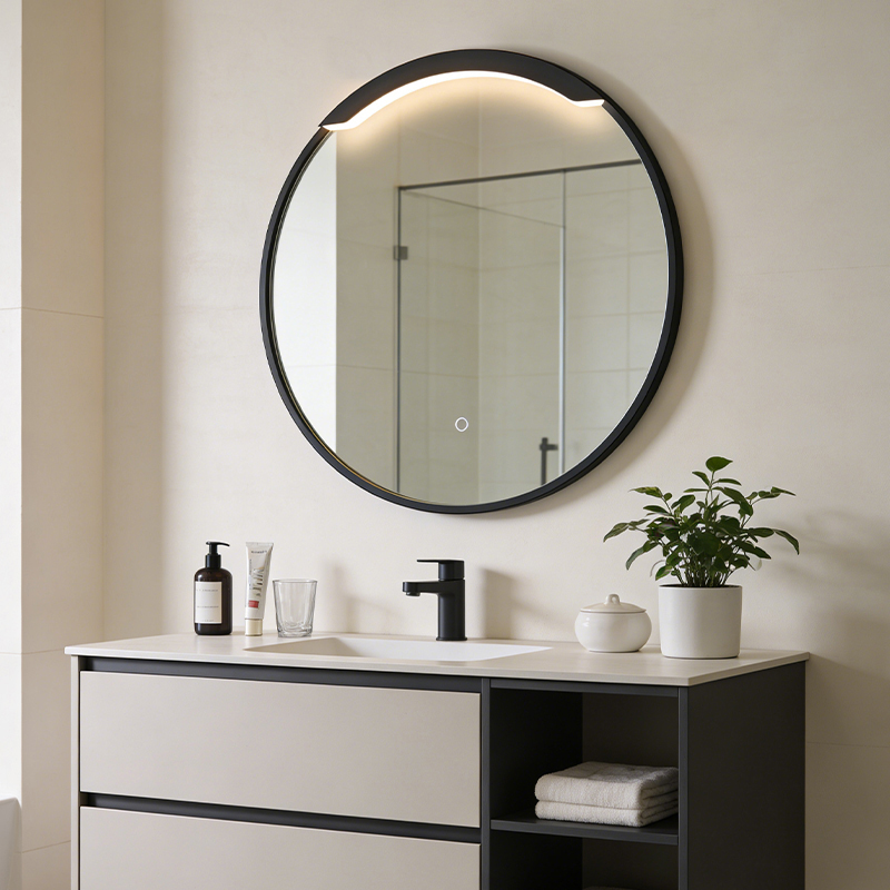 round led bathroom mirror with magnifying glass