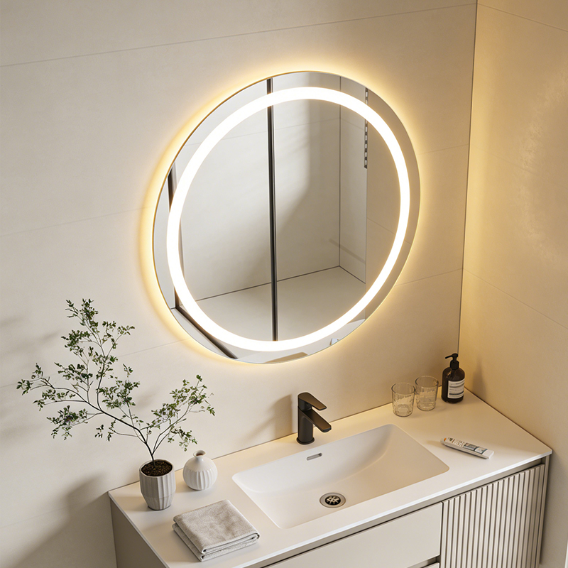 silver led mirror
