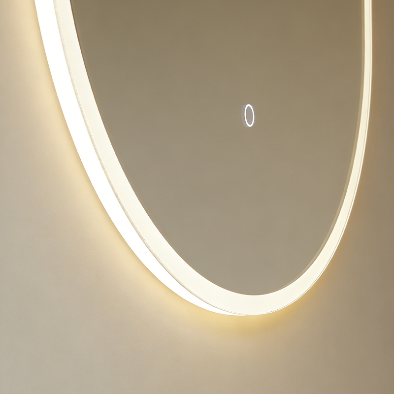 silver led bathroom mirror with defogger