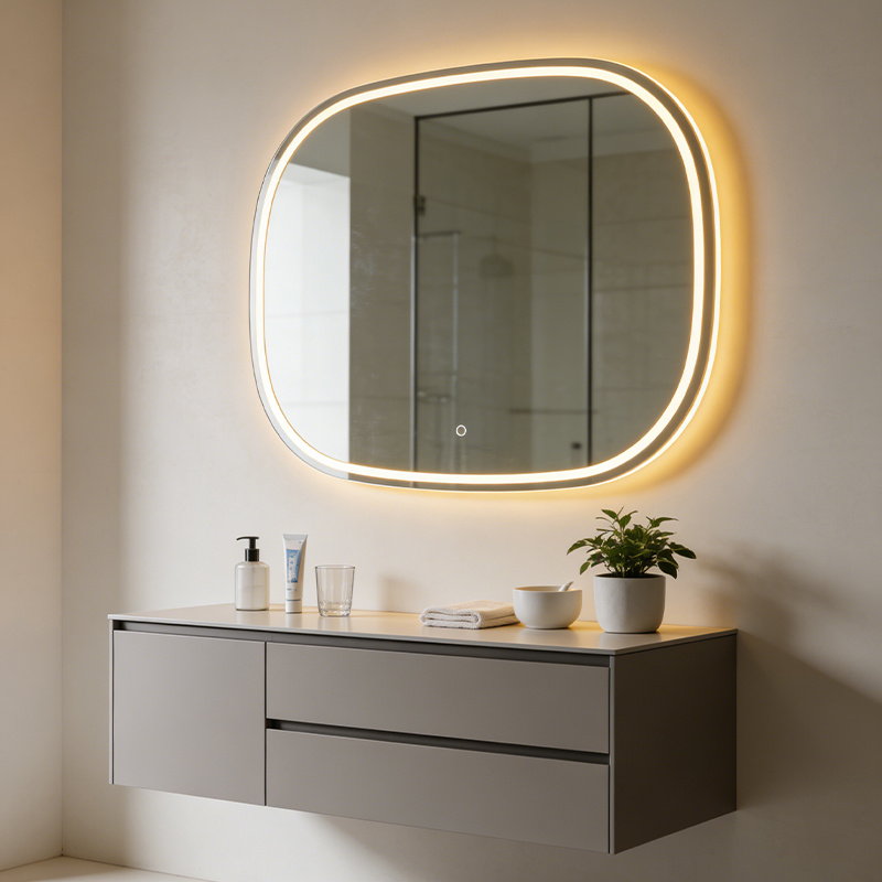 round led bathroom mirror with magnifying glass