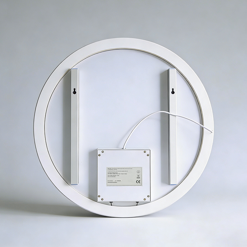 wall mirror with black shelf