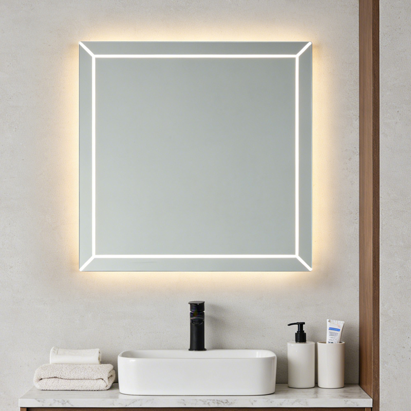 temperature sensing round bathroom mirrors