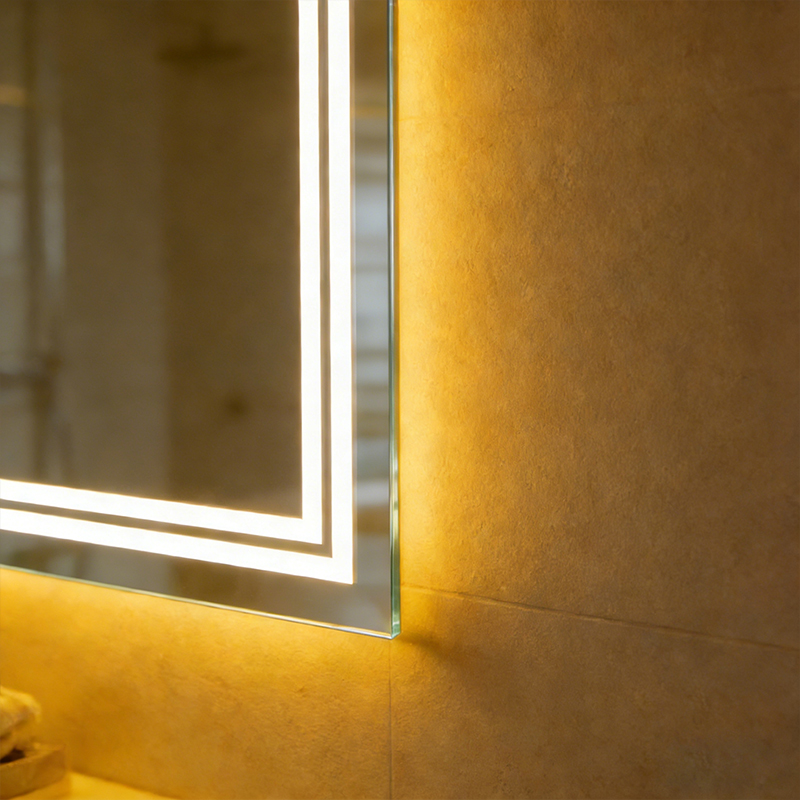 anti fog rectangular illuminated bathroom mirror