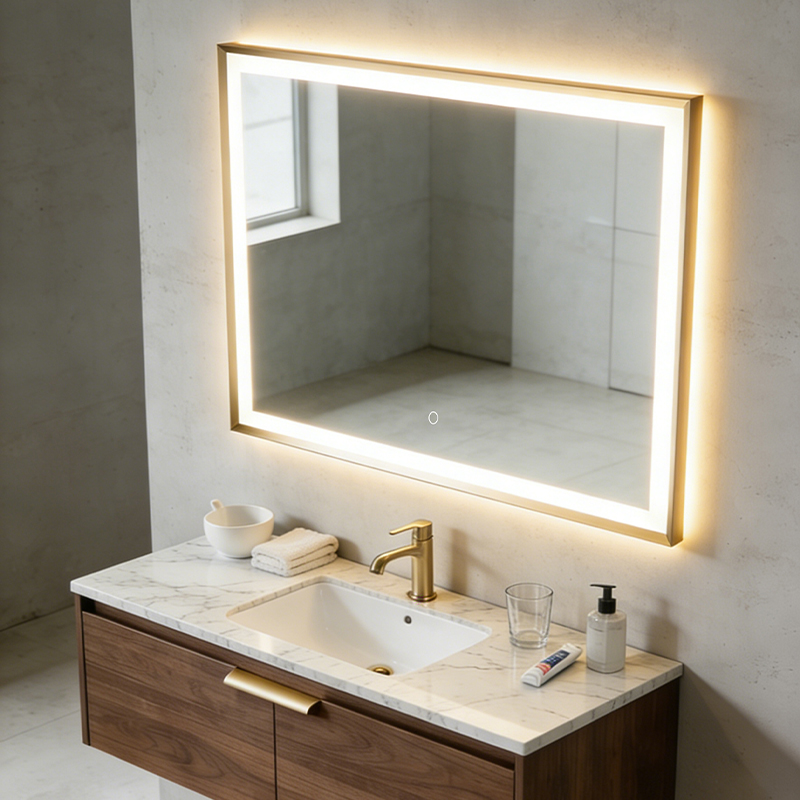 custom bathroom mirrors with shelf canada