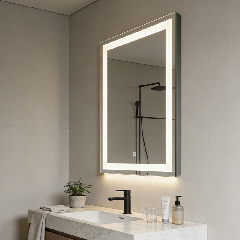 custom bathroom mirrors with shelf canada