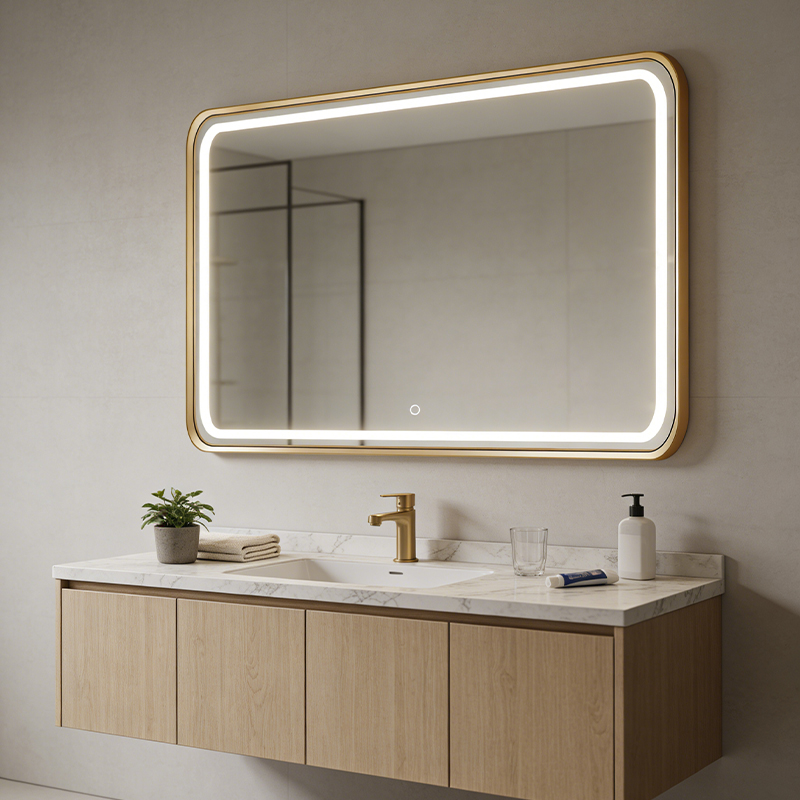 black illuminated mirror with led