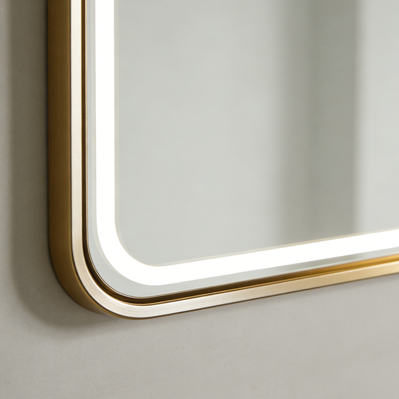 gold illuminated mirror with lights