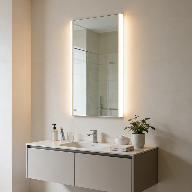  framed led bathroom vanity mirror