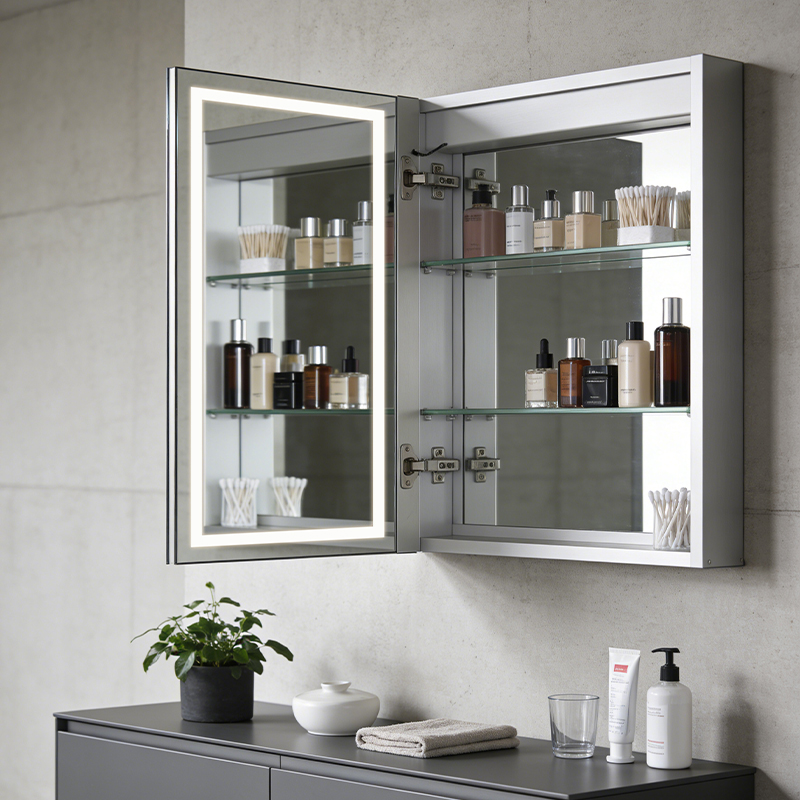 custom recessed medicine cabinet with mirror