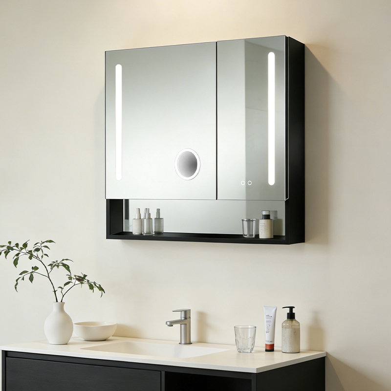 double door medicine cabinet with led