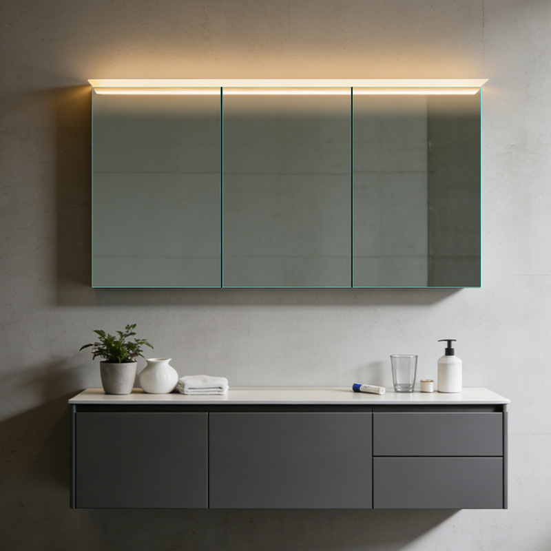 custom recessed medicine cabinet with mirror
