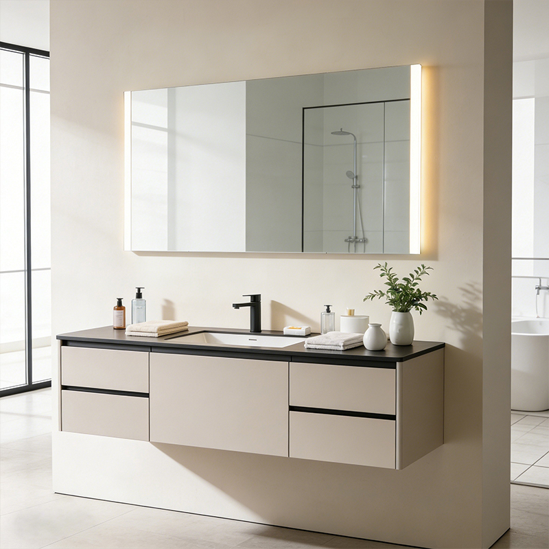 framed daily vanity mirror with led