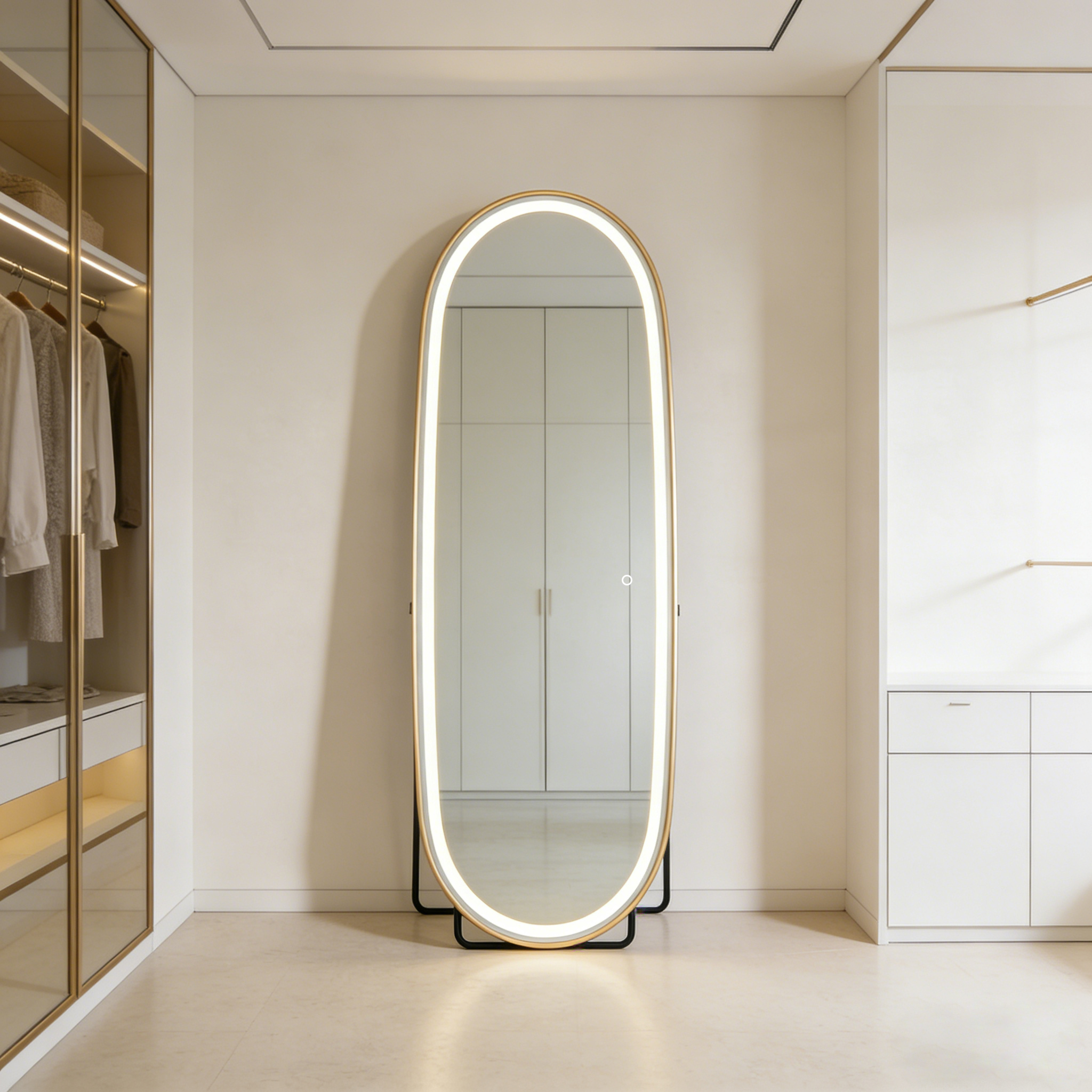 gold led backlit mirror with lights
