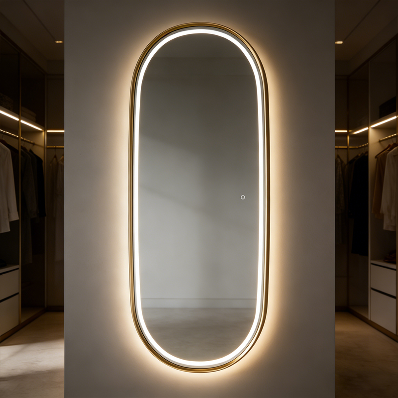 gold led backlit mirror