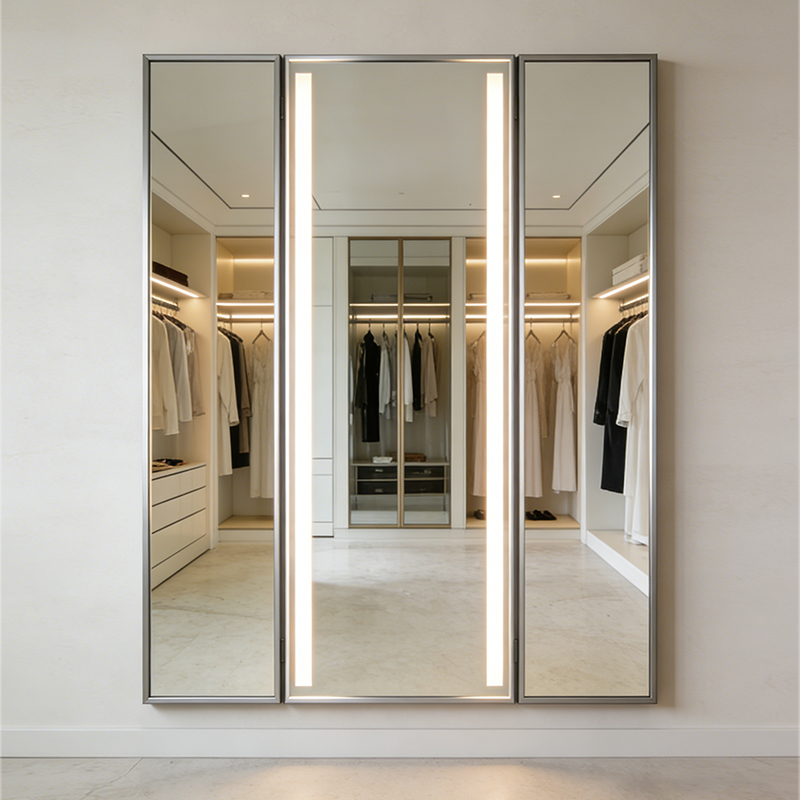 gold led backlit mirror with lights
