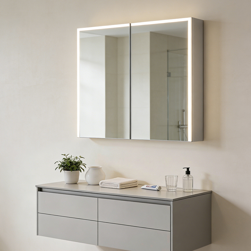 silver mirror cabinet