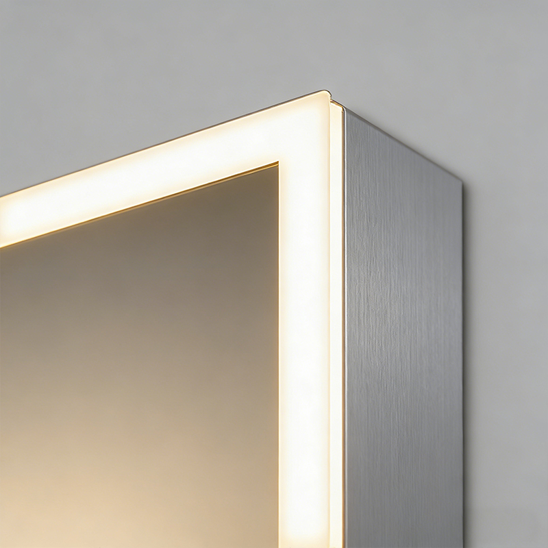 rectangular mirror cabinet with bluetooth