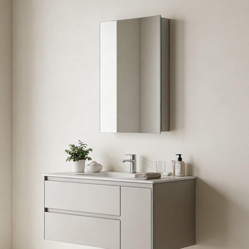 Wall-mounted single-door mirror cabinet