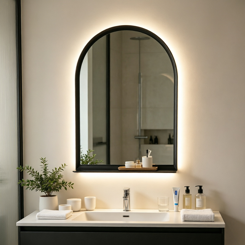 custom gold oval bathroom mirror