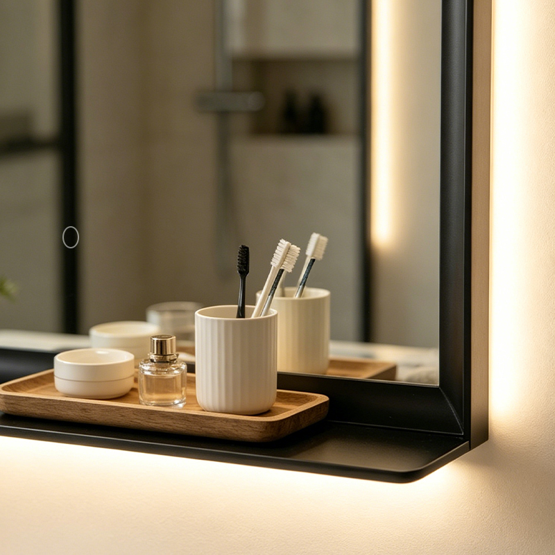 custom white oval bathroom mirror
