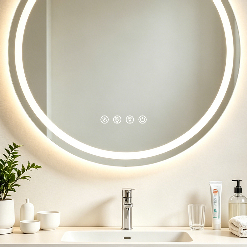 framed led bathroom mirror
