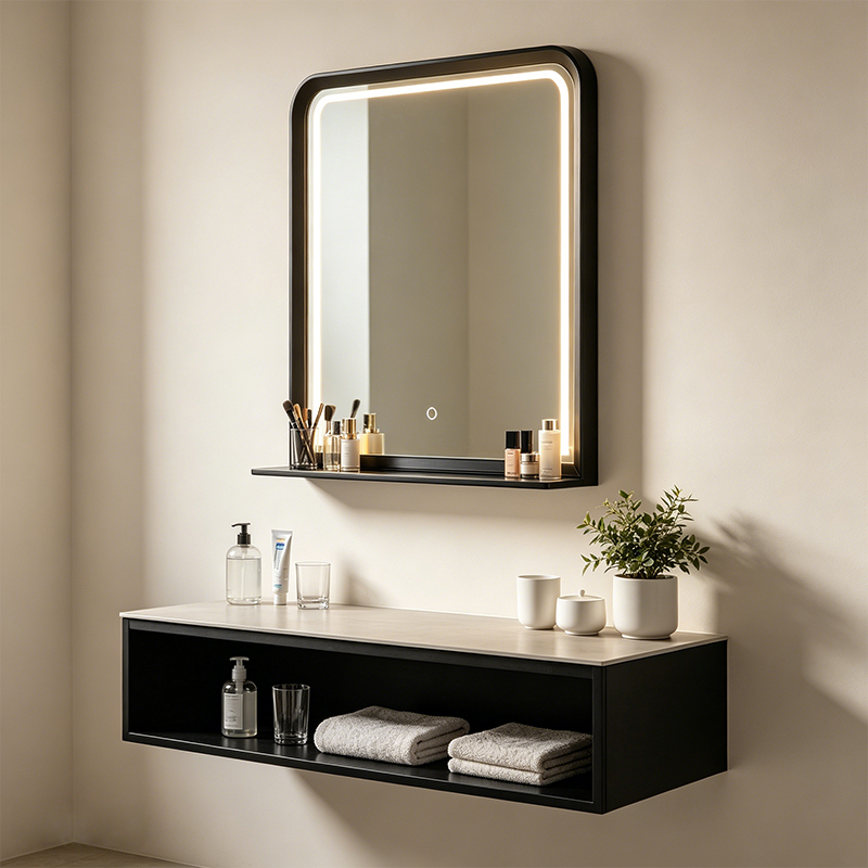 framed bathroom mirror
