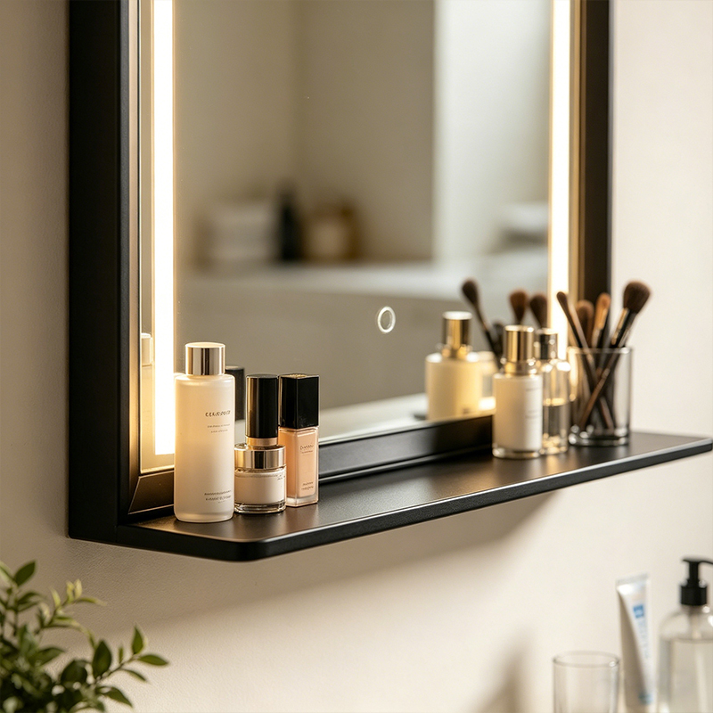black bathroom mirror
