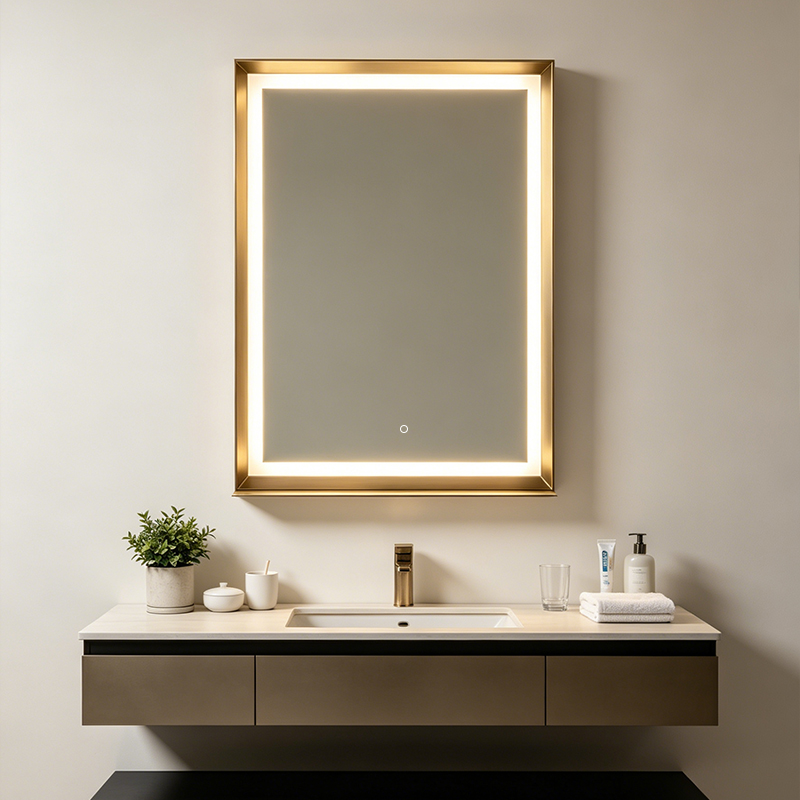 Gold bathroom mirror