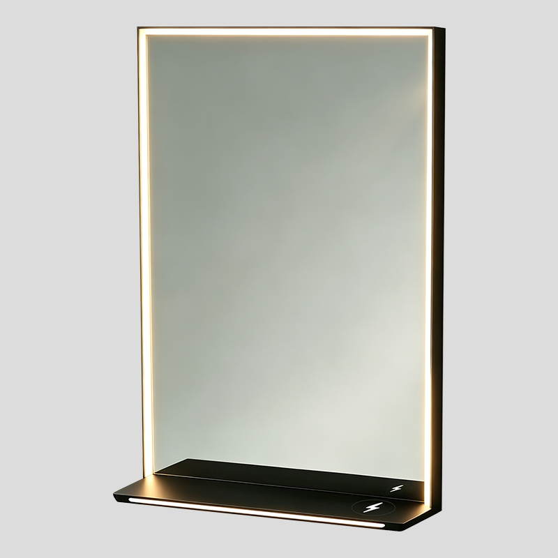 silver bathroom mirror with defogger